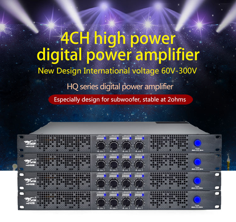 4x2500W  60V-300V widely voltage digital professional power amplifier, power amp