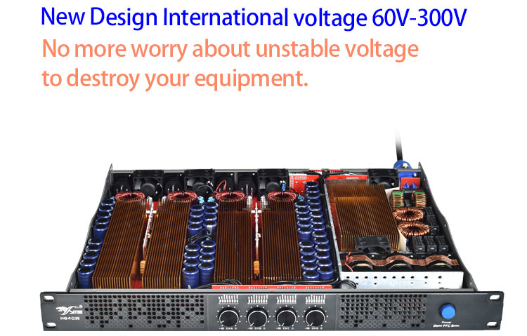 4x2500W  60V-300V widely voltage digital professional power amplifier, power amp