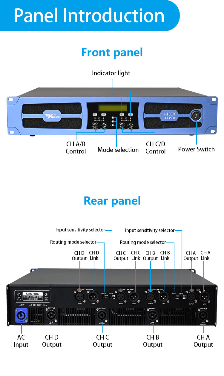 I-tech 4x3500 professional 4x3500w digital power amplifier